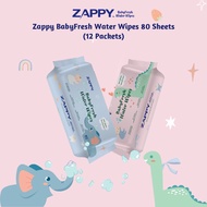 Zappy Babyfresh Water Wet Wipes 80 Sheets 99% Pure Water Wipes Resealable