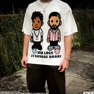 21 Savage and Drake Her Loss Cartoon Version - Fashionable Trend Design Cotton Round Neck Print Unis