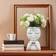 1pc Heart-Shaped Girl Vase, Resin Vase + Stationery Storage, Resin Craft Ornament, Vase, Desktop Dec