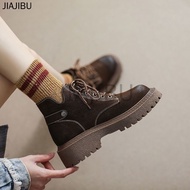 Korean Fashion Martin Boots for Women Anti-slip Round Toe Motorcycle Boots Warm Winter Boots Platform Lace-up Knight Boots Preppy Ankle Boots Casual Soft Sole Women's Shoes Brown Leather Boots Black Chunky Heel Martin Boots British Style Short Boots