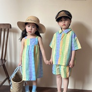 Children Summer Suits Boys 2025 Baby Summer Clothes Fashionable Girls Dresses Sisters Sisters Clothe