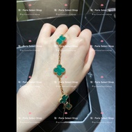 (Vca)Van Cleef/ (Vca)Van Cleef Four-Leaf Clover Series Green Malachite Gold Five-Flower Bracelet Del