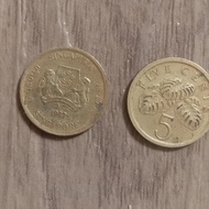 Koin kuno 5 cent singapura th 1967