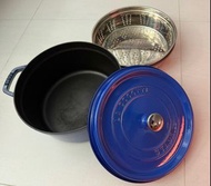 法國staub圓形26cm 鑄鐵鍋(連蒸籠）