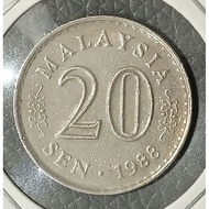 ( Syiling ) 20 Sen 1988 / Malaysia Parliament House / Well Used Condition