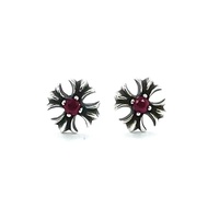 Chrome Hearts Chrome Hearts Red Diamond Cross Flower Earrings