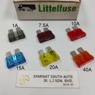 Littelfuse Blade Fuse 1A 7.5A 10A 15A 20A 40A 1AMP 7.5AMP 10AMP 15AMP 20AMP 40AMP Toyota Proton ATO 