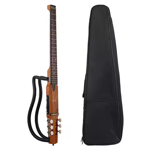Foadable Headless Silent Classical Guitar with Bag 6 String Roasted Maple Body with EQ Matte Nylon S