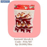 MERAH 6Pcs Red Santa Christmas Decorations