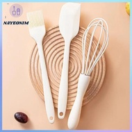 NAY 3pcs Heat-Resistant Silicone Baking Set: Cream Scraper, Egg Beater & Grease Brush EON