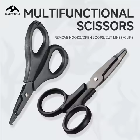 HAUT TON Lure Fishing Titanium Plating Scissors Black&Slivery Lightweight Durable Fishing Accessorie