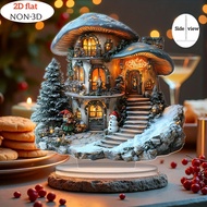 HILABEE 2D Flat Christmas Snow House Decoration Tabletop Ornament for Living Room