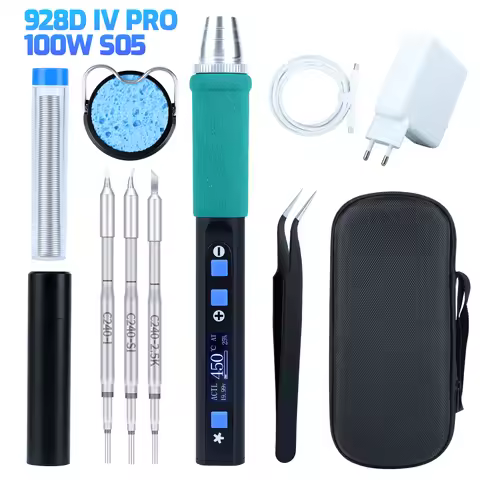 WEP 100W 20VDC 928D-IV-PRO Soldering Iron Kits With Adapter USB Type-C Charging Mini Welding Tools 9