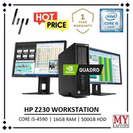 HP Z230 HEAVY DUTY WORKSTATION [CORE i5-4590 / 16GB RAM / 500GB HDD / QUADRO K600] WINDOWS 10 PRO / 