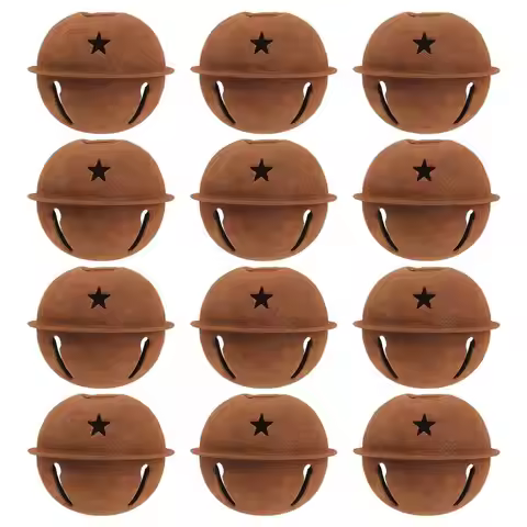 12pcs Christmas Tree Star Bells Decoration Christmas Tree Hanging Pendant Ornaments Cutout Jingle Be