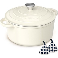 Enameled Cast Iron Dutch Oven - Umite Chef 5QT Pot with Lid & Cotton Potholders - Heavy-Duty Cookwar