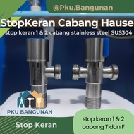 Stop faucet 1 & 2 stainless steel shower bidet / water faucet branch T & F thread 1/2" inch HAUSE st