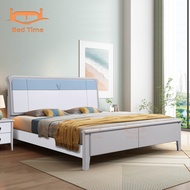 Elly Queen Size Solid Wood Bed | Grey &amp; Green Color | Katil Kayu Queen | Kayu Getah