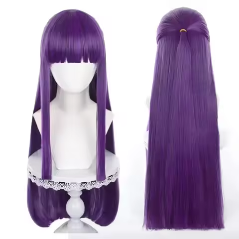 Fern Cosplay Wig 80cm Purple Straight Hair Anime Fern Wigs Halloween Heat Resistant Synthetic Wigs