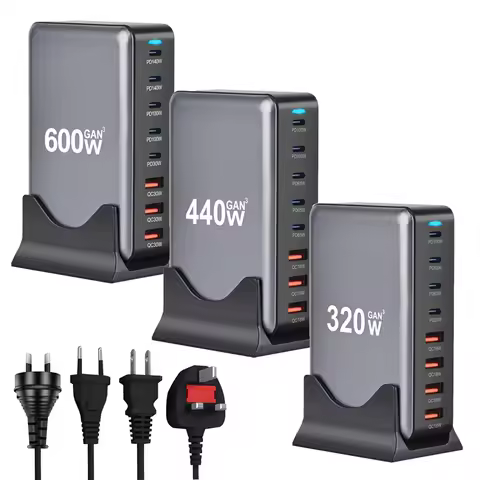 320W/440W/600W GaN USB Fast Charger Multi-ports Desktop Charging Station For iPhone Samsung Xiaomi M