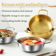 Korean Style Instant Noodle Pot Ramen Pot Stainless Steel Instant Noodle Bowl Double Ear Soup Boiler Universal Household Seafood Pot Noodle Cooking Pot Korean Kimchi Pot Small Cooking Pot Stainless Steel Pot Camping Pot