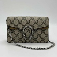 GUCCI 老花mini酒神肩背斜背鏈條包16.5*10*3 98新配件塵袋