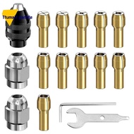 16Pcs Drill Chuck Collet Set, 1/32 to 1/8inch Drill Chuck Collet Set with 11Pcs Brass Collet, 3Pcs C