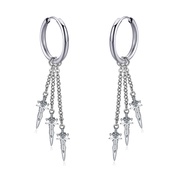 New Punk Trend Tassel Sword Drop Earring for Men Women Stainless Steel Piercing Earrings Jewelry