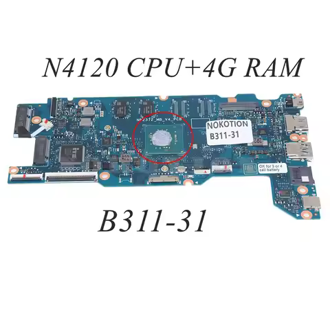 NBVMU1100H NB.VMU11.00H NB2372 NB2372_MB_V4_PCB For ACER TraveMate B311-31 PC Motherboard N4120 CPU+
