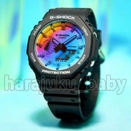 CASIO G-SHOCK新款漸變彩虹色透明夏日運動情侶表GA-2100SRS
