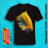 kaos gambar ikan arowana golden silver red all size kualitas 3d - arwana 20 s dewasa