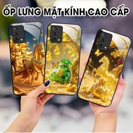 Oppo A54 / A74 / A95 4G glass case with unique horse and horse print, fortune money bag