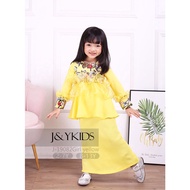 RAYA 2021 Yellow red Baju Peplum kurung Lace budak perempuan | Malay traditional wear clothes for baby girl kids