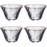 PRETYZOOM 4Pcs Cawan Sake Kaca Gaya Jepun dengan Bingkai Emas, Cawan Minuman Mini 2.75X1.88In, Cawan