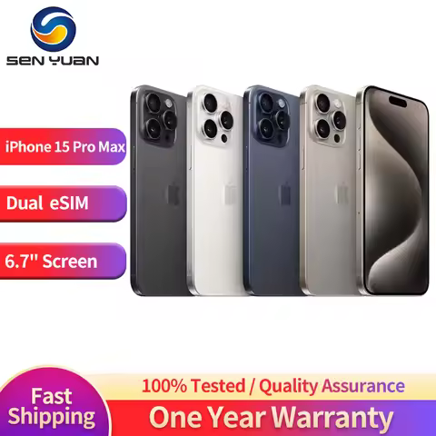 iPhone 15 Pro Max Dual eSIM 6.7" Genuine LTPO Super Retina XDR OLED Face ID NFC A17Pro 8GB 256/512GB