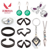 5pcs VALORANT Game Peripheral Clove Ring Necklace Earrings Anime COS
