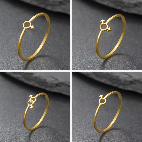 Cazador Gender Symbol Gay Lesbian Hetero Rings for Women Men Couple Finger Rings Stainless Steel Jew