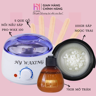 [CHE TÊN] Combo Nồi Nấu Sáp ProWax100 HY WAXING + 100gr Sáp Premium + 75gr Mỡ Trăn Tặng Kèm Que