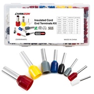 Chanzon 600pcs Wire Ferrule Terminals Kit 7-22AWG E0508 E7508 E1008 E1508 E2508 E4009 E6012 E10-12 T