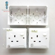 【One Set】13A Single Electric Switch Wall Socket & 3”x7” Double Nut Box