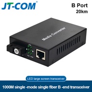 JT-COM LED Gigabit Media Converter 10/100M/1000M Ethernet Switch 1 SC Fiber Port 20KM 1 RJ45 Single 