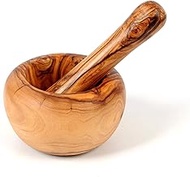 Gift Idea! Olive Wood 3" Mortar and Pestle, Handmade Crush Spices Garlic Smasher (3)