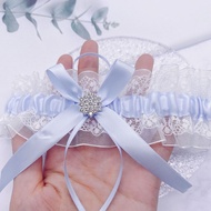 Bridal Wedding Garter Lace Rhinestone Leg Ring Garter Blue Bowknot Leg Accessories Wedding Party Soc