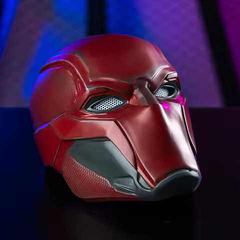Red Hood Helmet Man Movie Villain Cosplay Red Hood Mask Bat Head Resin Cosplay Costume Prop Replica 