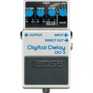 Boss DD-3 digital delay effect set for electric guitar