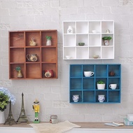 Display Cabinet Wall Solid Wood Grid Small Square Nine Grid Wall Shelf Wall Cup Storage Wall Cabinet