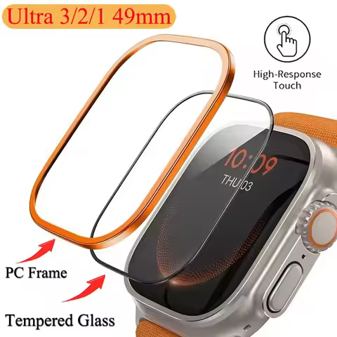 Tempered Glass For Apple Watch Ultra 3 49mm Titanium Metal Frame Anti-Scratch Film Series Ultra 3/2 