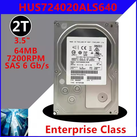1PCS New Original Hard Disk For Hgst 2TB SAS 3.5" 64MB 7200RPM HDD HUS724020ALS640 0WTJVY WTJVY