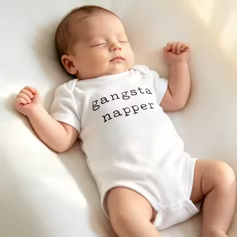 Gangsta Napper Baby Onesie Short Sleeve White Infant Bodysuit Funny Slogan Newborn Romper