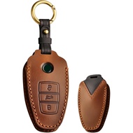 Leather Key Fob Case Fit for VW Touareg Key Fob Cover with Keychain Key Shell Holder Car Accessories